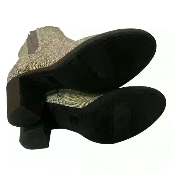 TOMS Majorca Women's Booties Gray And Gold Block Heel Peep Toe Size 7.5 / 38 - Picture 7 of 11